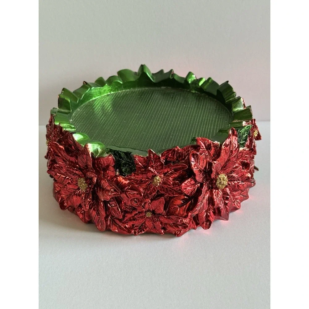 HomeWorx by‎ Harry Slatkin Holiday Poinsettia Christmas Candle Holder Pedestal